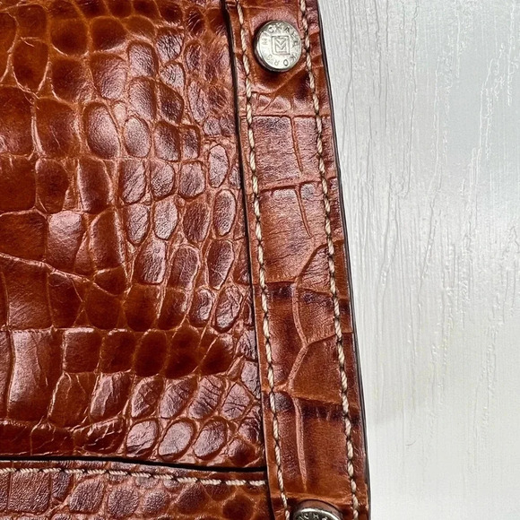 MICHAEL Michael Kors Brown Crocodile Embossed Shoulder Bag Chain Strap Purse - Picture 6 of 9
